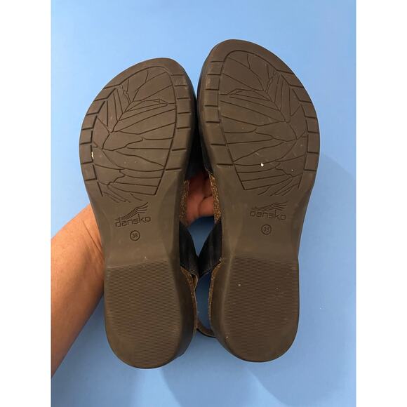 Dansko Black Leather Ankle Strap Sandals size 38 Ballet Ankle Strap - Picture 5 of 7